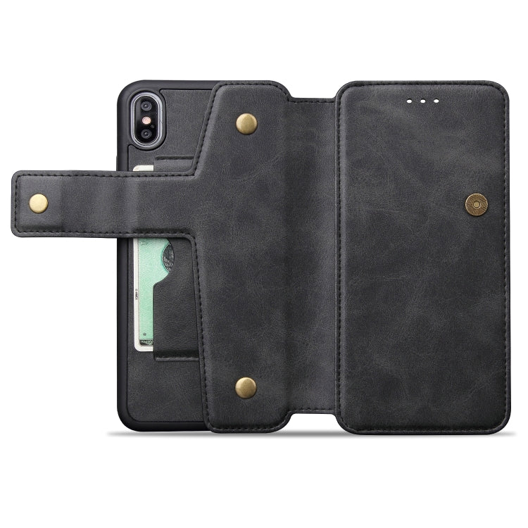 For iPhone XS Max Cowhide Texture Magnetic Absorption Detachable Horizontal Flip Leather Case with Holder & Card Slots & Wallet, For XS Max