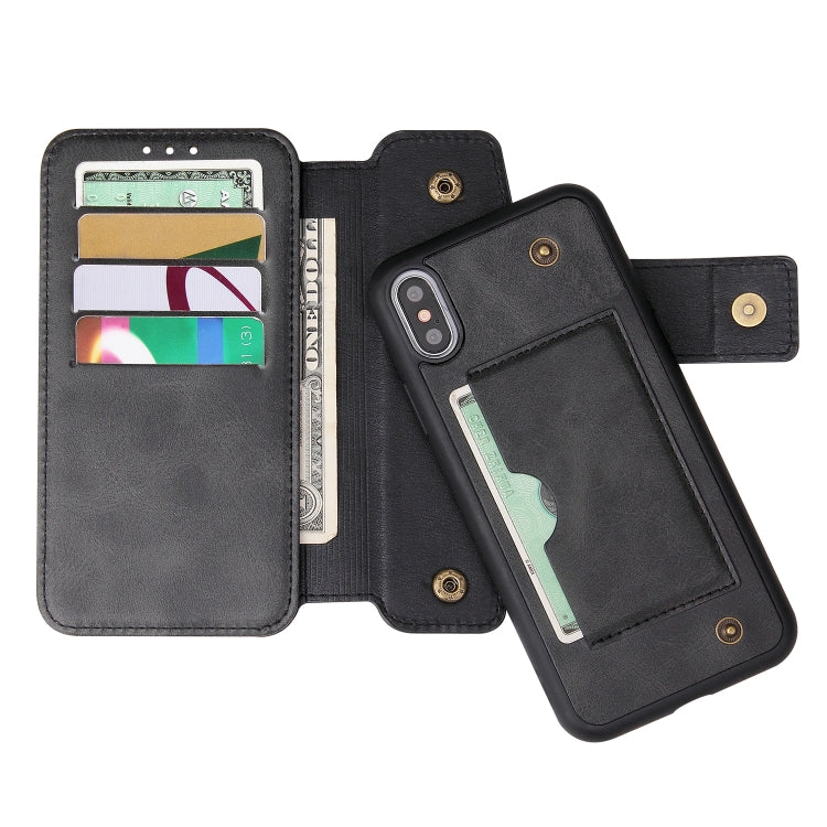 For iPhone XS Max Cowhide Texture Magnetic Absorption Detachable Horizontal Flip Leather Case with Holder & Card Slots & Wallet, For XS Max