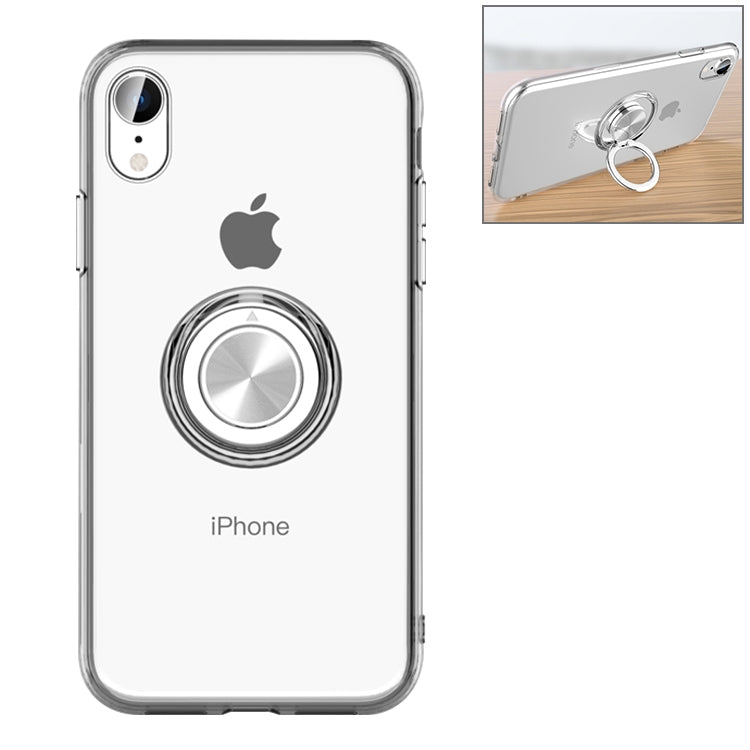 For iPhone XR Transparent TPU Metal Ring Case with Metal Ring Holder, iPhone   XR