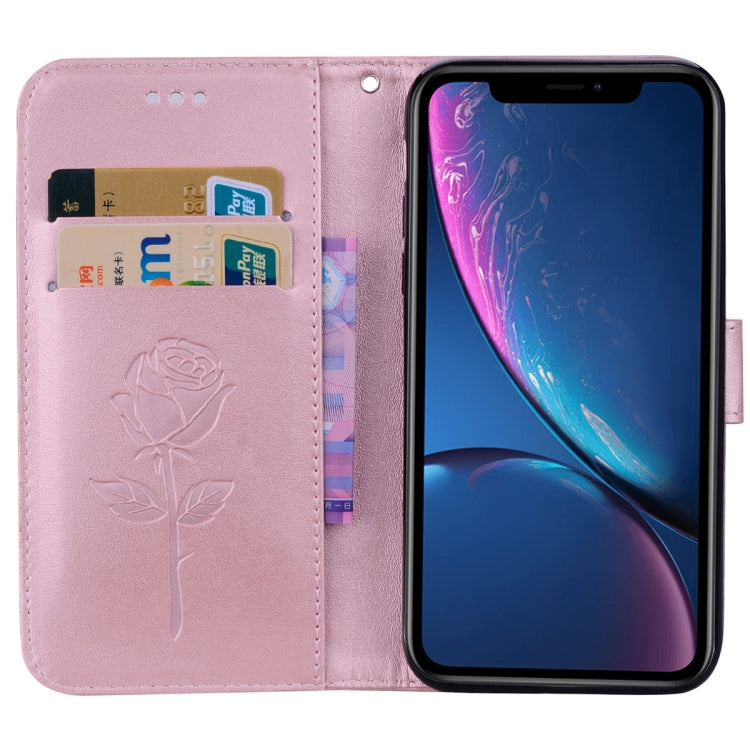 For iPhone XR Rose Embossed Horizontal Flip PU Leather Case,  with Holder & Card Slots & Wallet, For XR