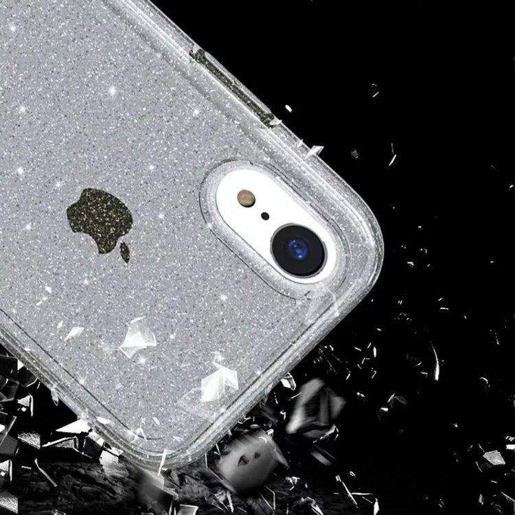 For iPhone XR Shockproof Terminator Style Glitter Powder Protector Case, iPhone XR (Pink), iPhone XR (Grey), iPhone XR (White)