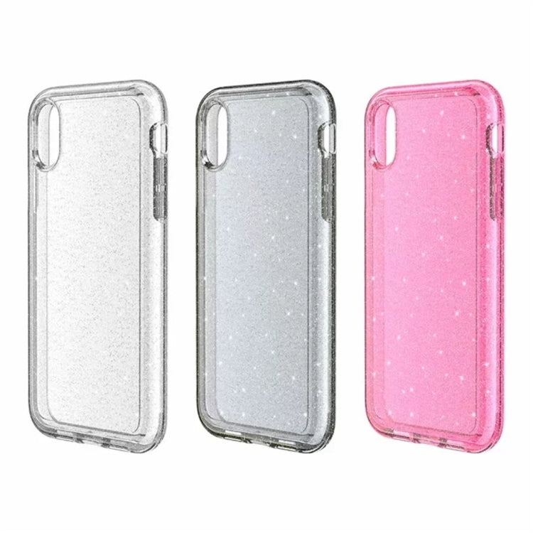 For iPhone XR Shockproof Terminator Style Glitter Powder Protector Case, iPhone XR (Pink), iPhone XR (Grey), iPhone XR (White)