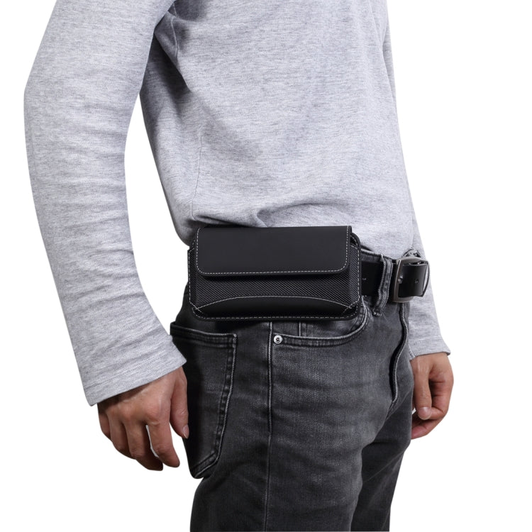 For iPhone XR Men Universal Oxford Cloth Portable Mobile Phone Waist Pack Leather Case / Huawei Mate 20 Pro / 5.5 Inch or Below Smartphones