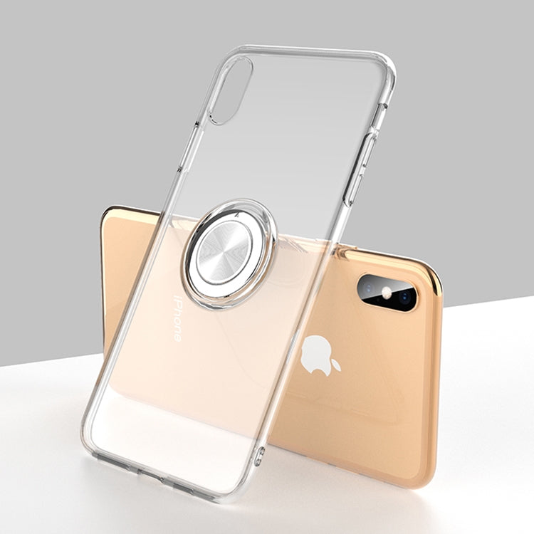 For iPhone XS Transparent TPU Metal Ring Case with Metal Ring Holder, iPhone  XS