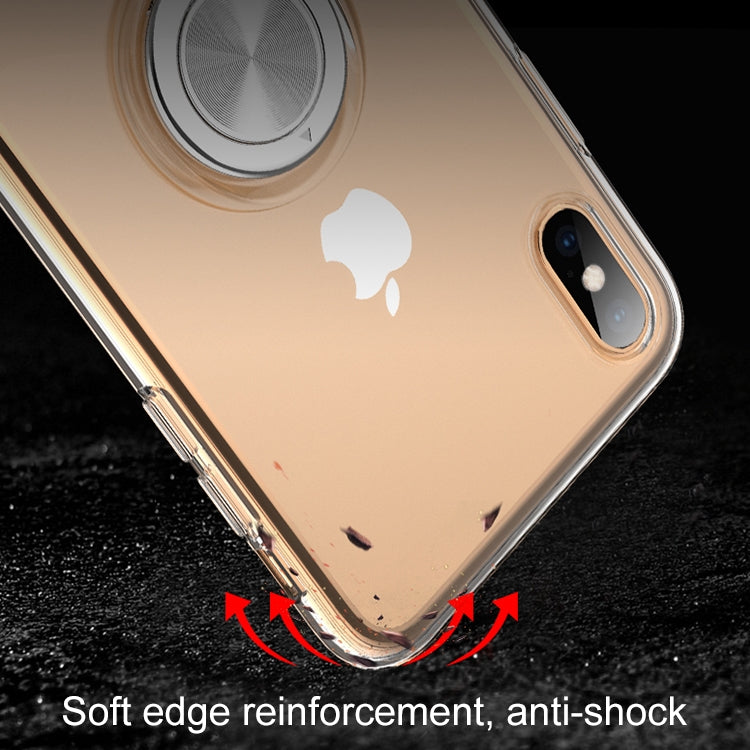 For iPhone XS Transparent TPU Metal Ring Case with Metal Ring Holder, iPhone  XS