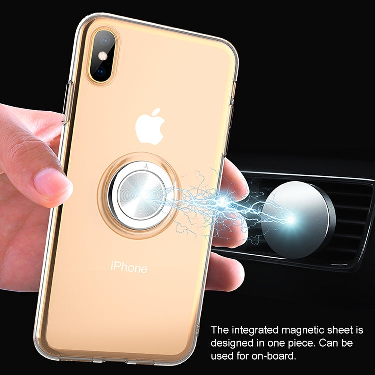 For iPhone XS Transparent TPU Metal Ring Case with Metal Ring Holder, iPhone  XS
