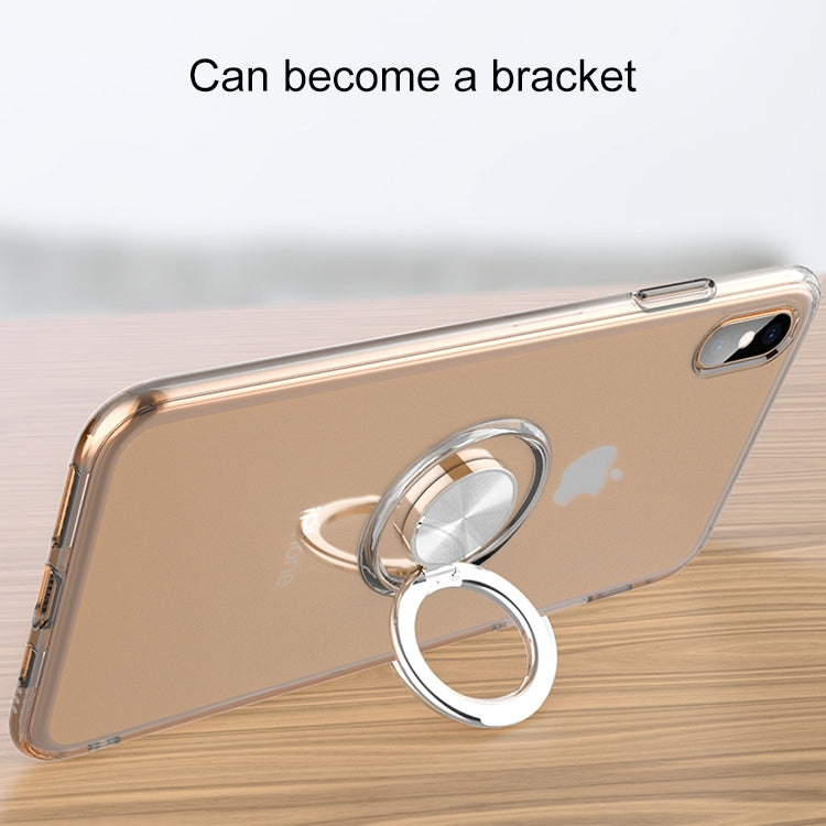 For iPhone XS Transparent TPU Metal Ring Case with Metal Ring Holder, iPhone  XS