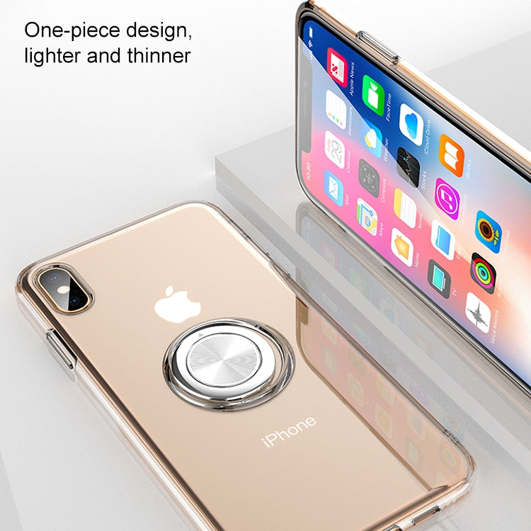 For iPhone XS Transparent TPU Metal Ring Case with Metal Ring Holder, iPhone  XS