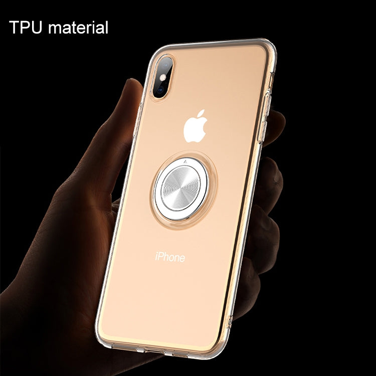 For iPhone XS Transparent TPU Metal Ring Case with Metal Ring Holder, iPhone  XS