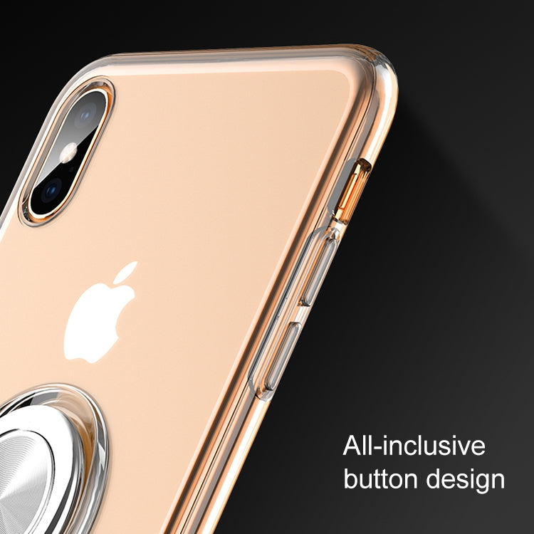For iPhone XS Transparent TPU Metal Ring Case with Metal Ring Holder, iPhone  XS