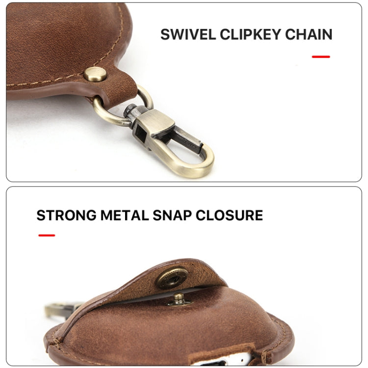 CF1111 For Huawei FreeBuds 3 Crazy Horse Texture Clamshell Earphone Protective Leather Case with Hook, For Huawei FreeBuds 3