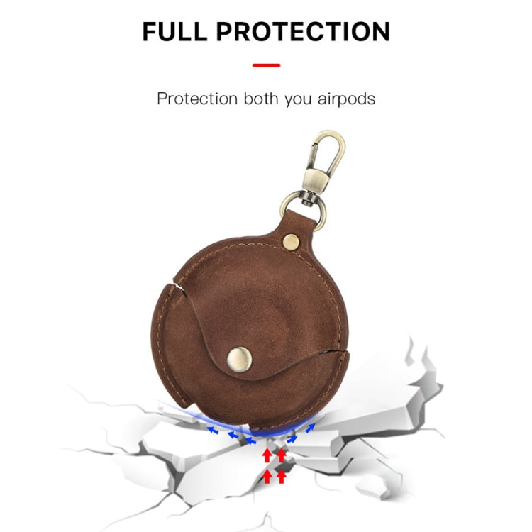 CF1111 For Huawei FreeBuds 3 Crazy Horse Texture Clamshell Earphone Protective Leather Case with Hook, For Huawei FreeBuds 3