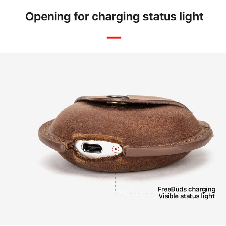 CF1111 For Huawei FreeBuds 3 Crazy Horse Texture Clamshell Earphone Protective Leather Case with Hook, For Huawei FreeBuds 3