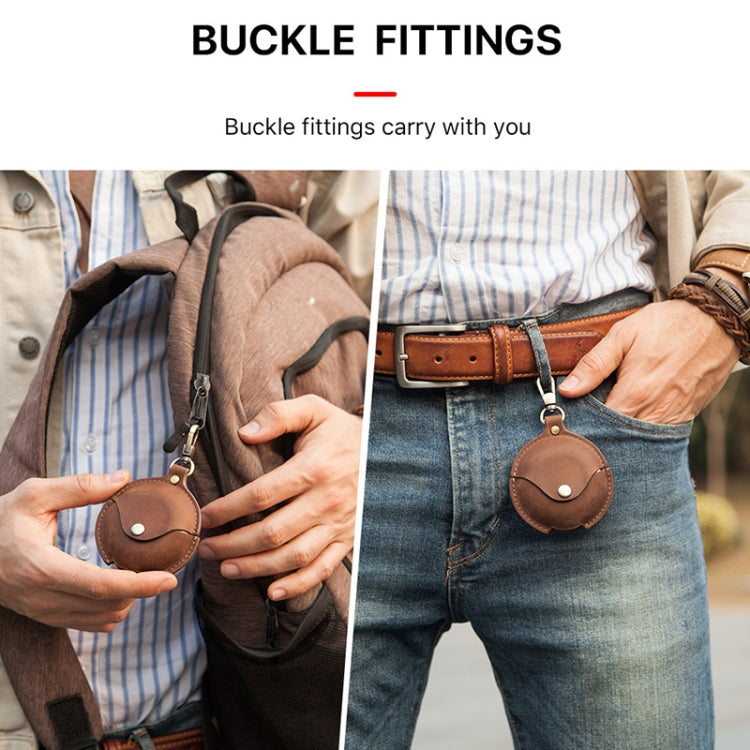 CF1111 For Huawei FreeBuds 3 Crazy Horse Texture Clamshell Earphone Protective Leather Case with Hook, For Huawei FreeBuds 3