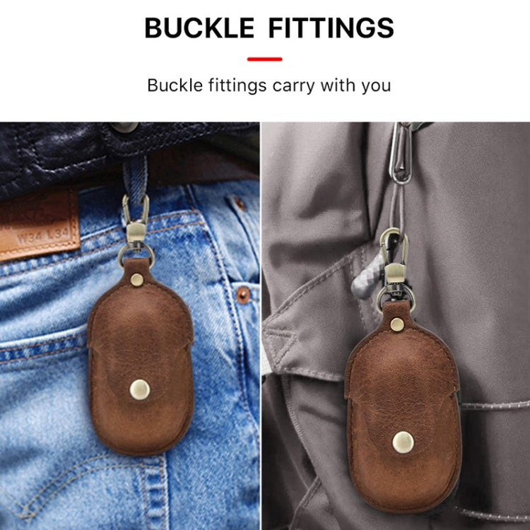 CF1109 For Galaxy Buds Crazy Horse Texture Clamshell Earphone Protective Leather Case with Hook, For Galaxy Buds