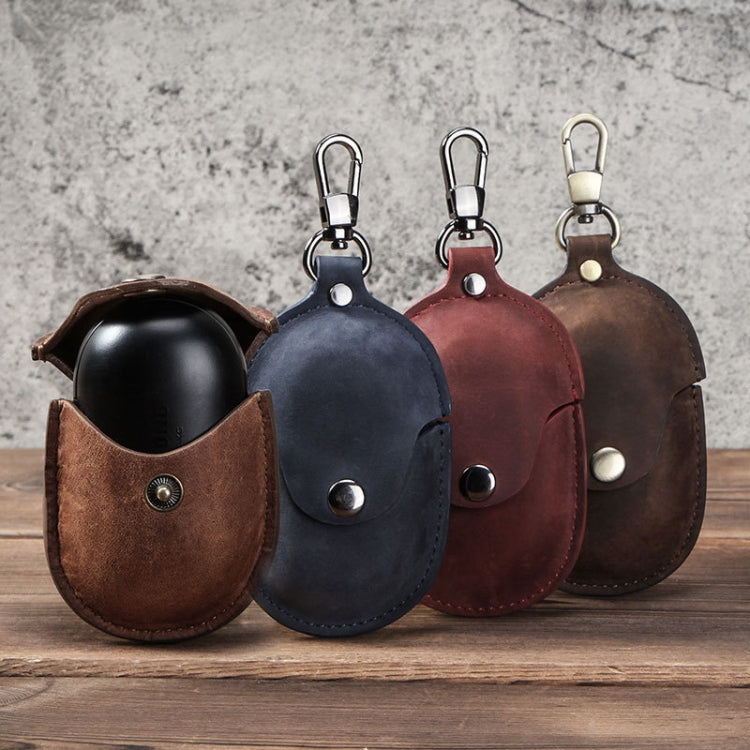 CF1109 For Galaxy Buds Crazy Horse Texture Clamshell Earphone Protective Leather Case with Hook, For Galaxy Buds