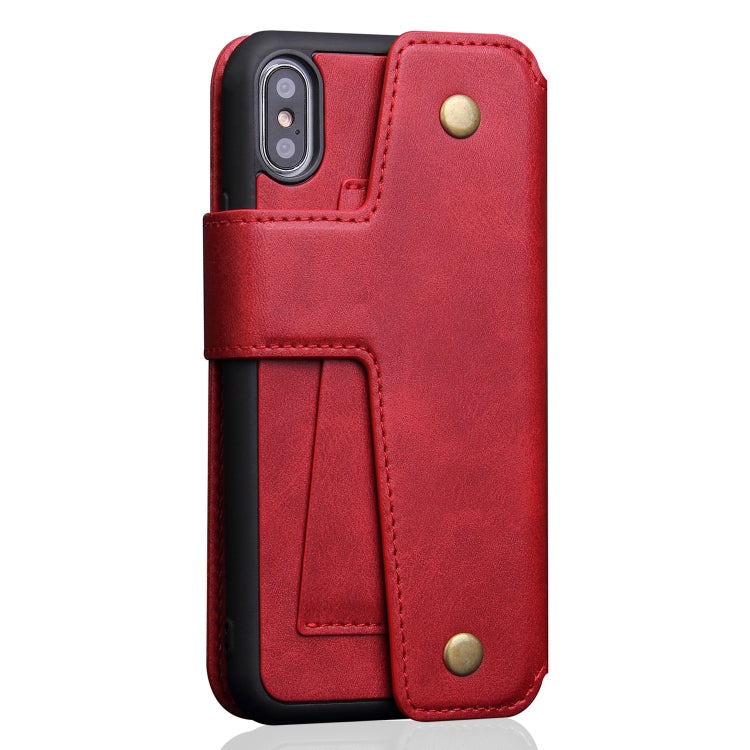 For iPhone X / XS Cowhide Texture Magnetic Absorption Detachable Horizontal Flip Leather Case with Holder & Card Slots & Wallet, For X / XS