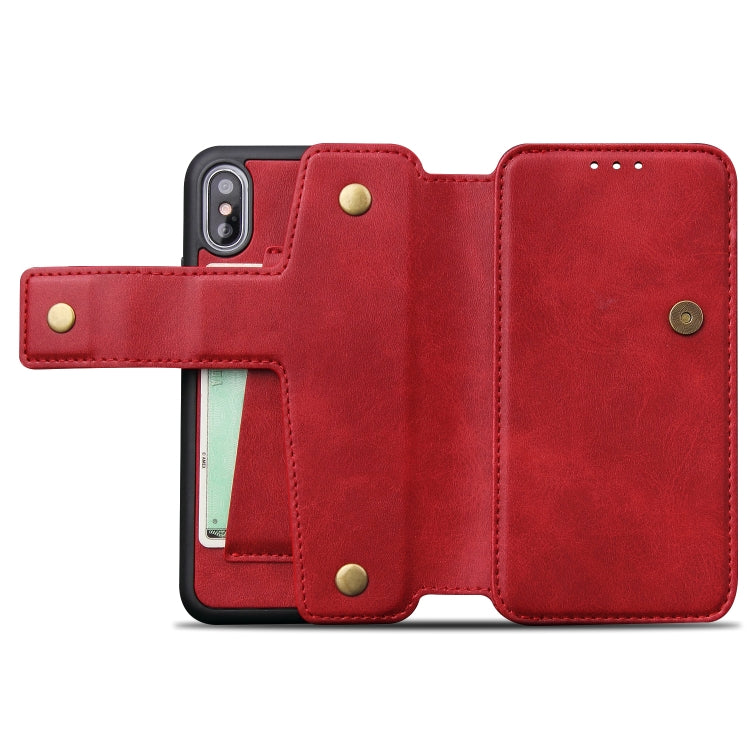 For iPhone X / XS Cowhide Texture Magnetic Absorption Detachable Horizontal Flip Leather Case with Holder & Card Slots & Wallet, For X / XS