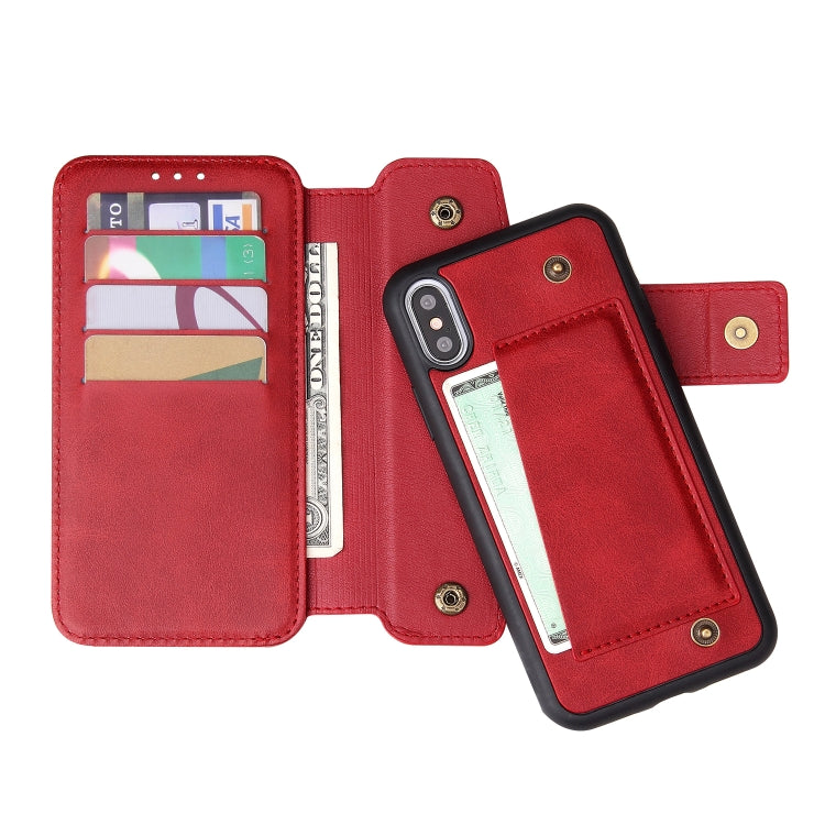 For iPhone X / XS Cowhide Texture Magnetic Absorption Detachable Horizontal Flip Leather Case with Holder & Card Slots & Wallet, For X / XS