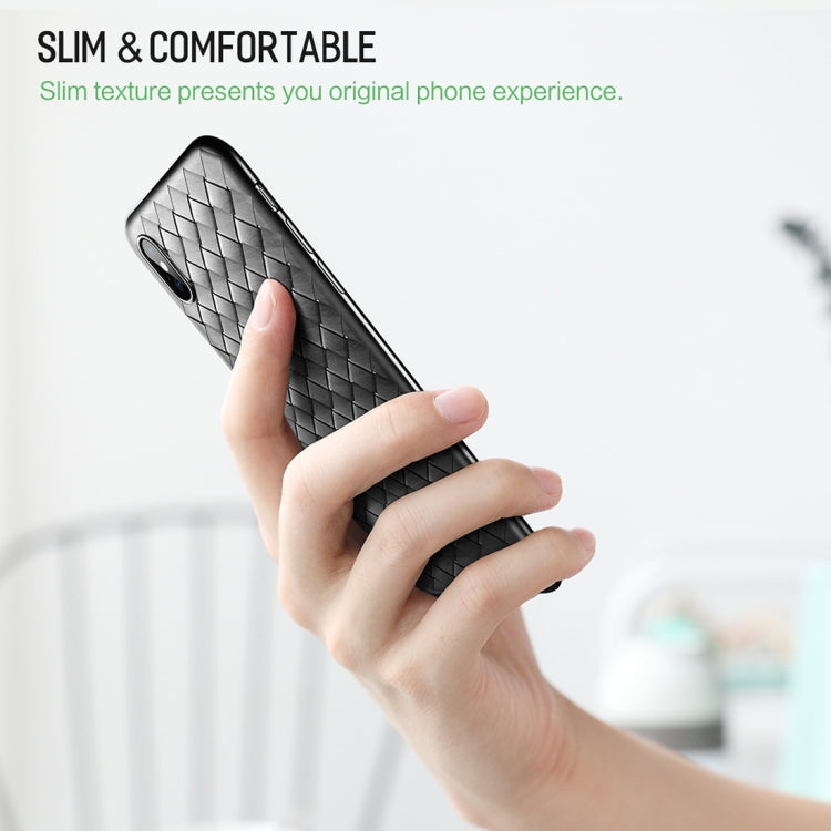 For iPhone XS ROCK Slim Weave Style TPU Soft Case, For XS