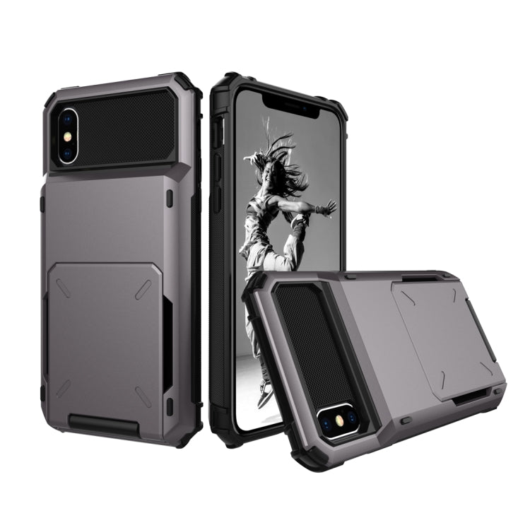 For iPhone X / XS Shockproof TPU + PC Protective Case with Card Slot