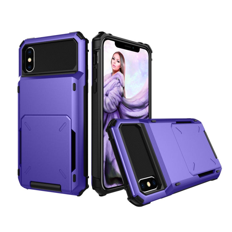 For iPhone X / XS Shockproof TPU + PC Protective Case with Card Slot