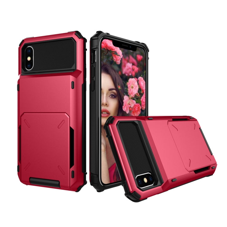 For iPhone X / XS Shockproof TPU + PC Protective Case with Card Slot
