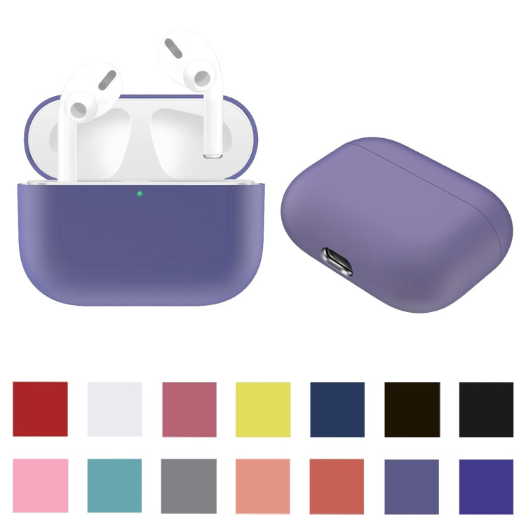 For AirPods Pro Solid Color Silicone Earphone Protective Case, White, Dark Blue, Yellow, Pink, Green, Grey, Watermelon Red, Light Purple, Red, Black