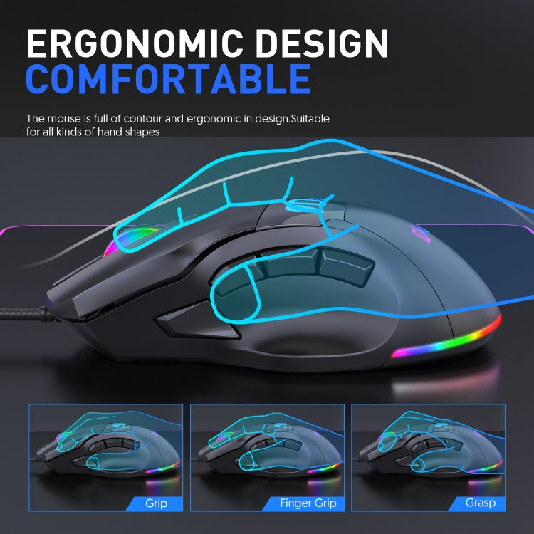 MKESPN X10 9-Buttons RGB Wired Macro Definition Gaming Mouse, Macro Definition