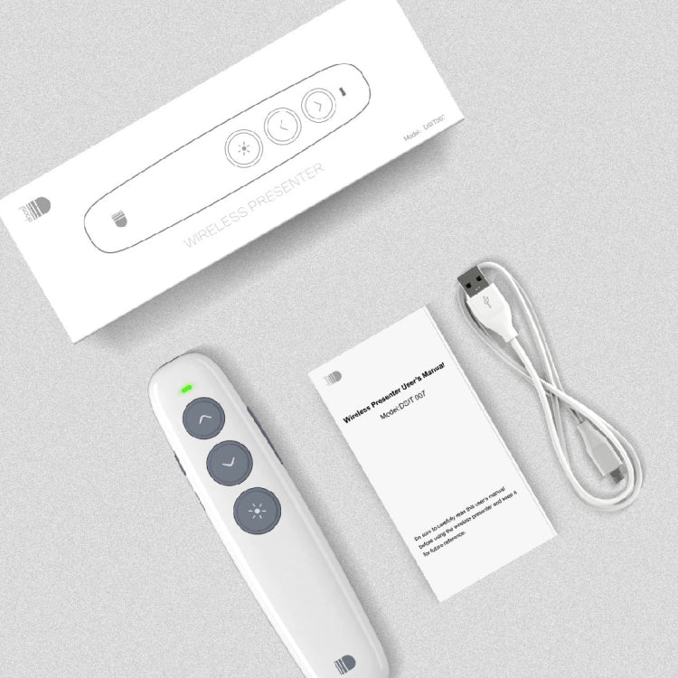 Doosl DSIT007 2.4GHz Rechargeable Powerpoint Presentation Wireless Cliker Remote Control Pen, Control Distance: 100m(White), DSIT007