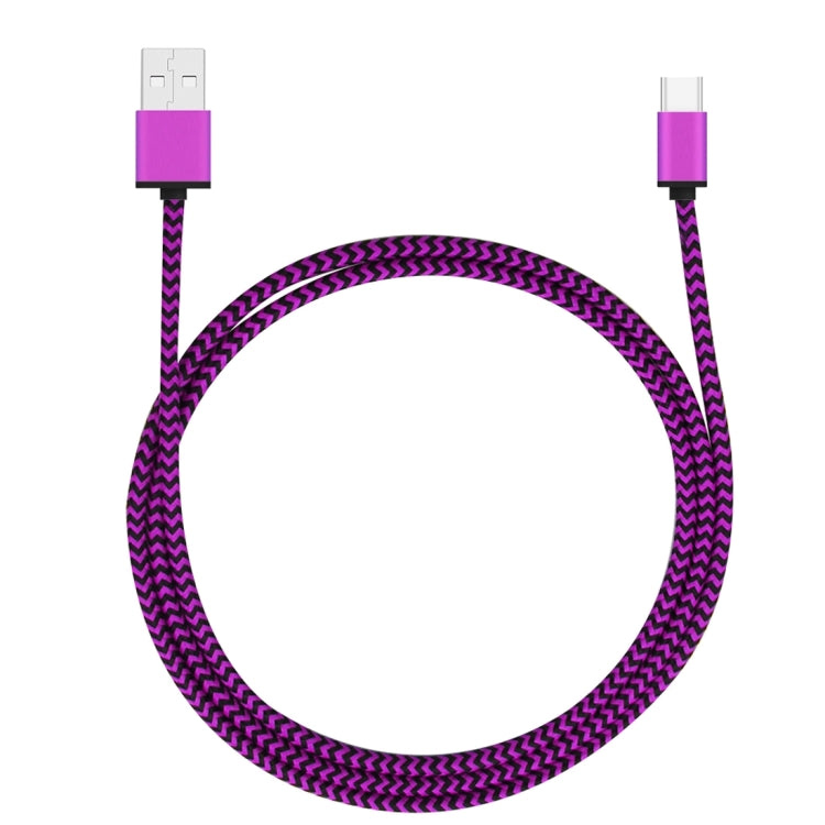 5 PCS 1m Wave Woven Style Metal Head USB 3.1 Type C to USB 2.0 Data / Charger Cable Kit