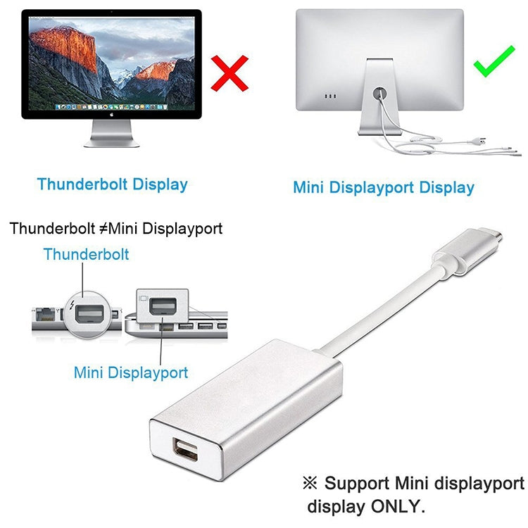 USB-C / Type-C 3.1 Male to Mini DP Female HD Converter, Length: 12cm