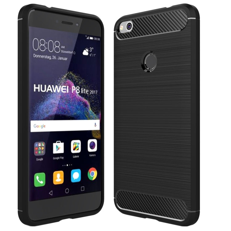For Huawei  P8 Lite (2017) Brushed Carbon Fiber Texture Shockproof TPU Protective Case, Huawei P8 Lite (2017)