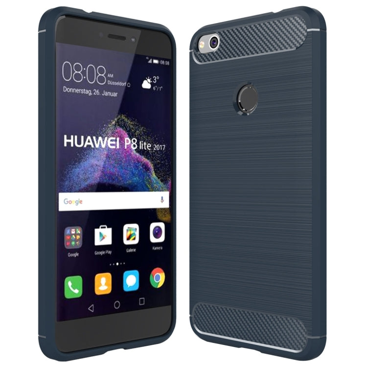 For Huawei  P8 Lite (2017) Brushed Carbon Fiber Texture Shockproof TPU Protective Case, Huawei P8 Lite (2017)