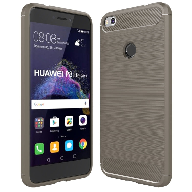 For Huawei  P8 Lite (2017) Brushed Carbon Fiber Texture Shockproof TPU Protective Case, Huawei P8 Lite (2017)