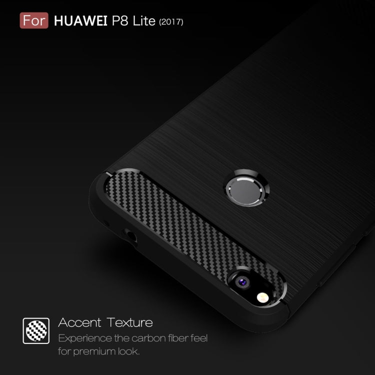 For Huawei  P8 Lite (2017) Brushed Carbon Fiber Texture Shockproof TPU Protective Case, Huawei P8 Lite (2017)