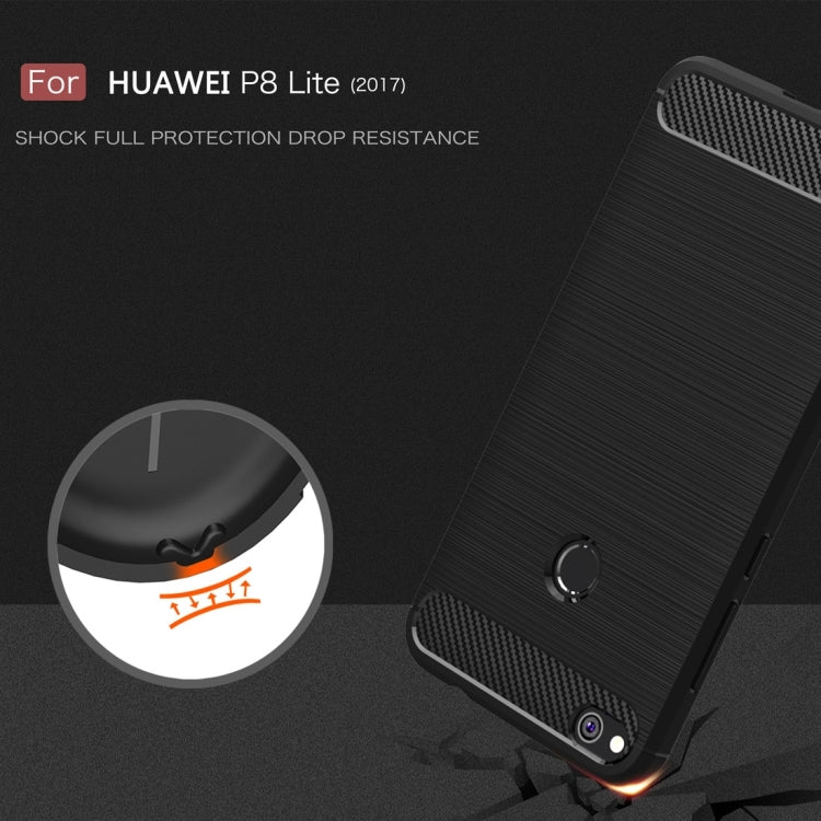 For Huawei  P8 Lite (2017) Brushed Carbon Fiber Texture Shockproof TPU Protective Case, Huawei P8 Lite (2017)