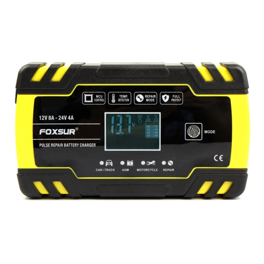 FOXSUR 12V-24V Car Motorcycle Truck Repair Battery Charger AGM Charger, EU Plug