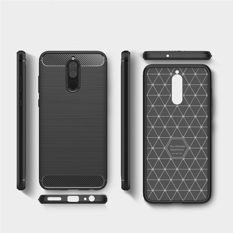 For Huawei  Mate 10 Lite Brushed Carbon Fiber Texture TPU Shockproof Anti-slip Soft Protective Back Cover Case, For Mate 10 Lite