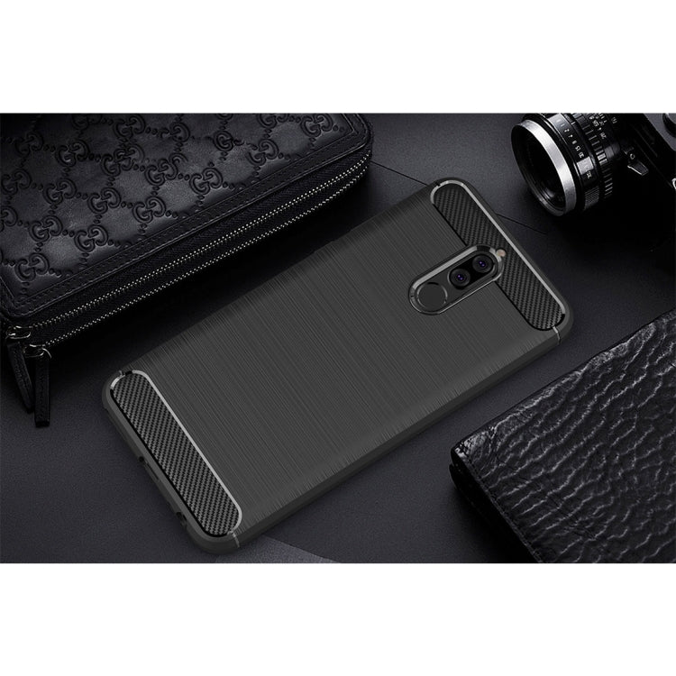 For Huawei  Mate 10 Lite Brushed Carbon Fiber Texture TPU Shockproof Anti-slip Soft Protective Back Cover Case, For Mate 10 Lite