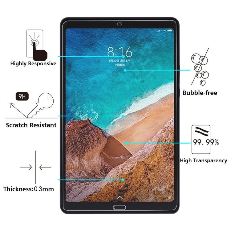 0.3mm 9H Surface Hardness Explosion-proof Tempered Glass Film for Xiaomi Mi Pad 4 Plus, For Xiaomi Mi Pad 4 Plus(1 PC)