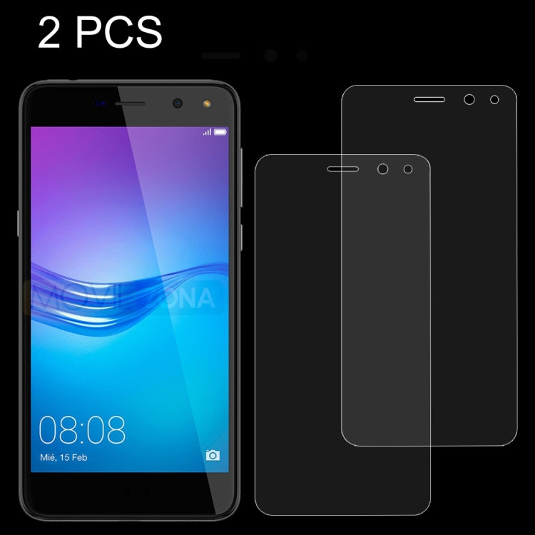 2 PCS for Huawei Y6 (2017) 0.26mm 9H Surface Hardness 2.5D Explosion-proof Tempered Glass Non-full Screen Film, For Y6 (2017)