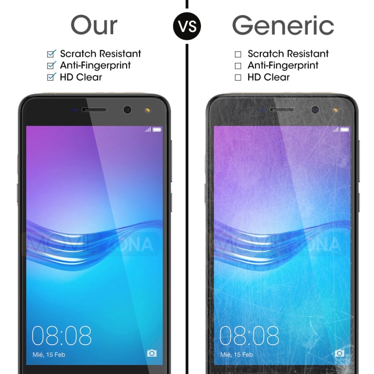 For Huawei Y6 (2017) 0.26mm 9H Surface Hardness 2.5D Explosion-proof Tempered Glass Non-full Screen Film, For Y6 (2017)