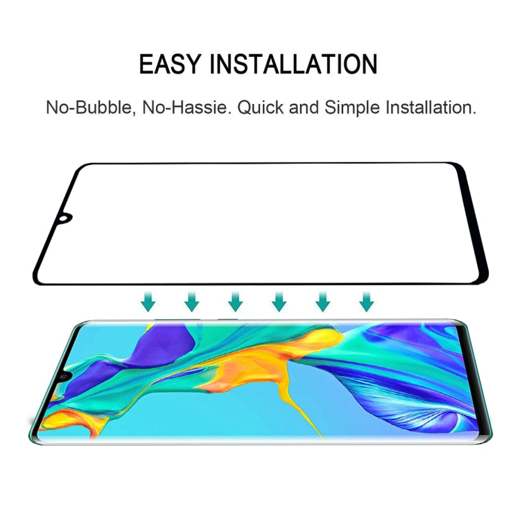 Edge Glue 3D Curved Edge Full Screen Tempered Glass Film for Huawei P30 Pro, For Huawei P30 Pro(Black)(1 PC)