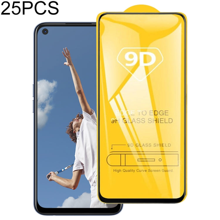 For OPPO A52 25 PCS 9D Full Glue Full Screen Tempered Glass Film, For OPPO A52