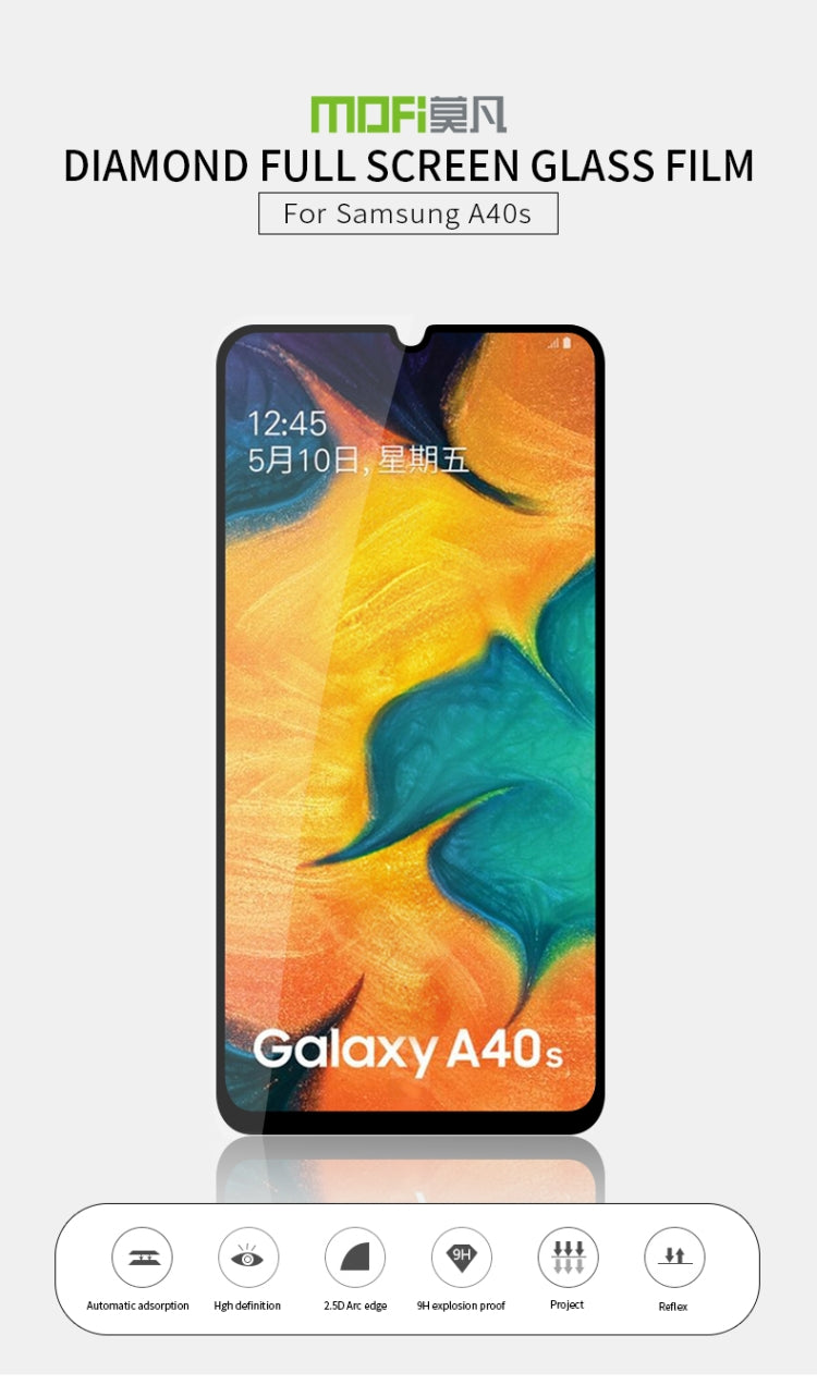 MOFI 9H 2.5D Full Glue Tempered Glass Film for Galaxy A40s, For Samsung Galaxy A40s
