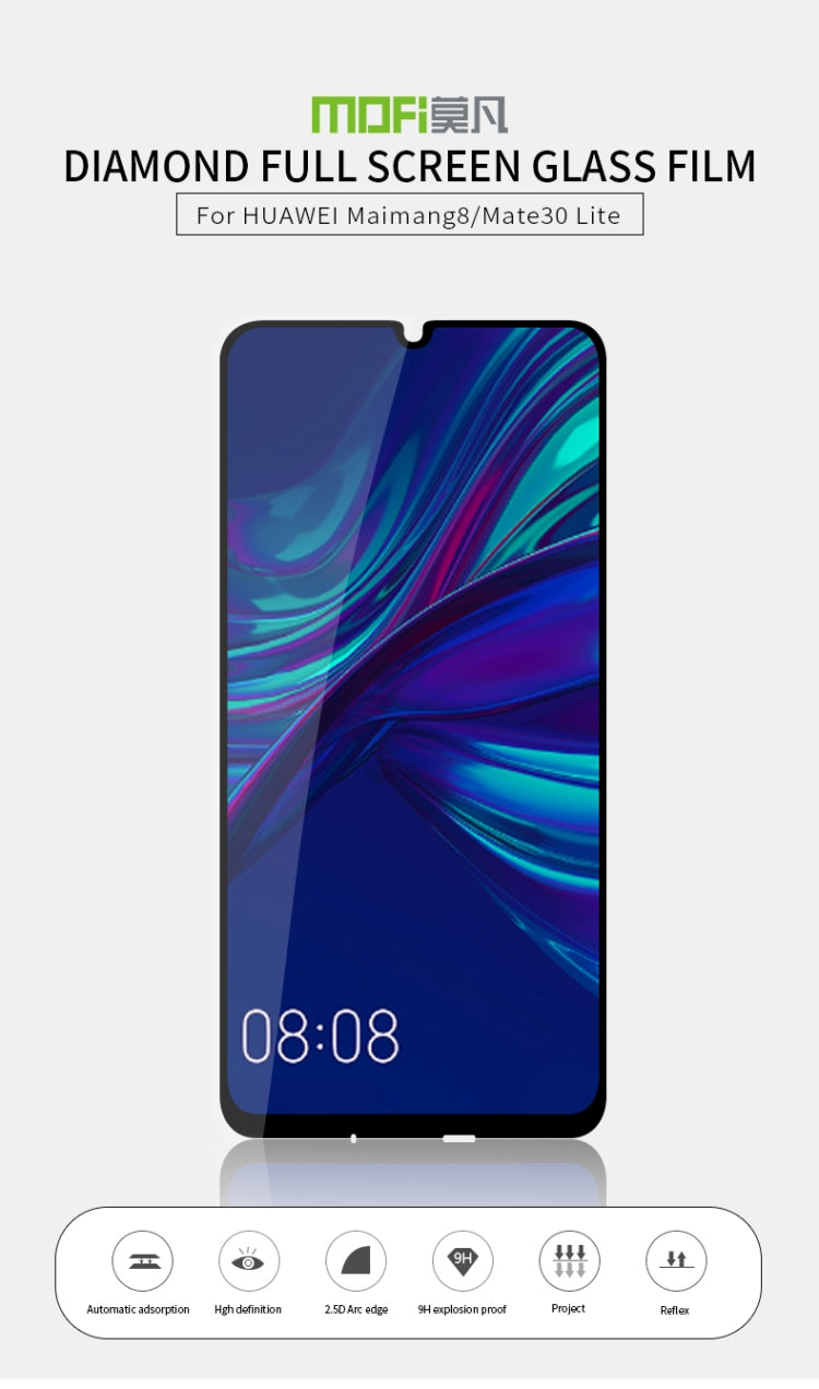 MOFI 9H 2.5D Full Glue Tempered Glass Film for Huawei  Honor 20, For Honor 20