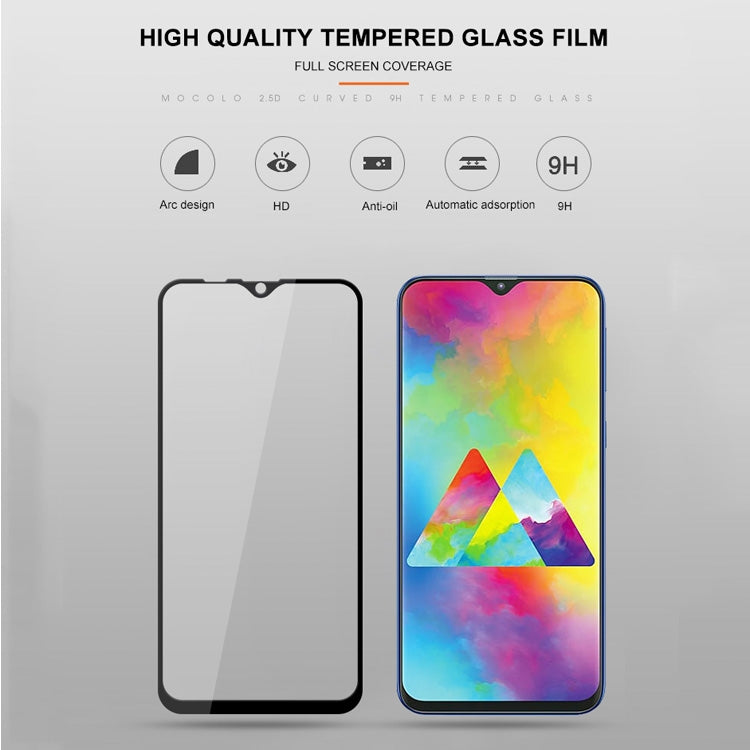 mocolo 0.33mm 9H 2.5D Full Glue Silk Print Tempered Glass Film for Galaxy M20, For Galaxy M20