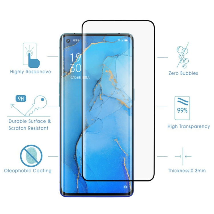 For OPPO Reno3 Pro 9H HD 3D Curved Edge Tempered Glass Film (Black), For OPPO Reno3 Pro(Black)(1 PC)