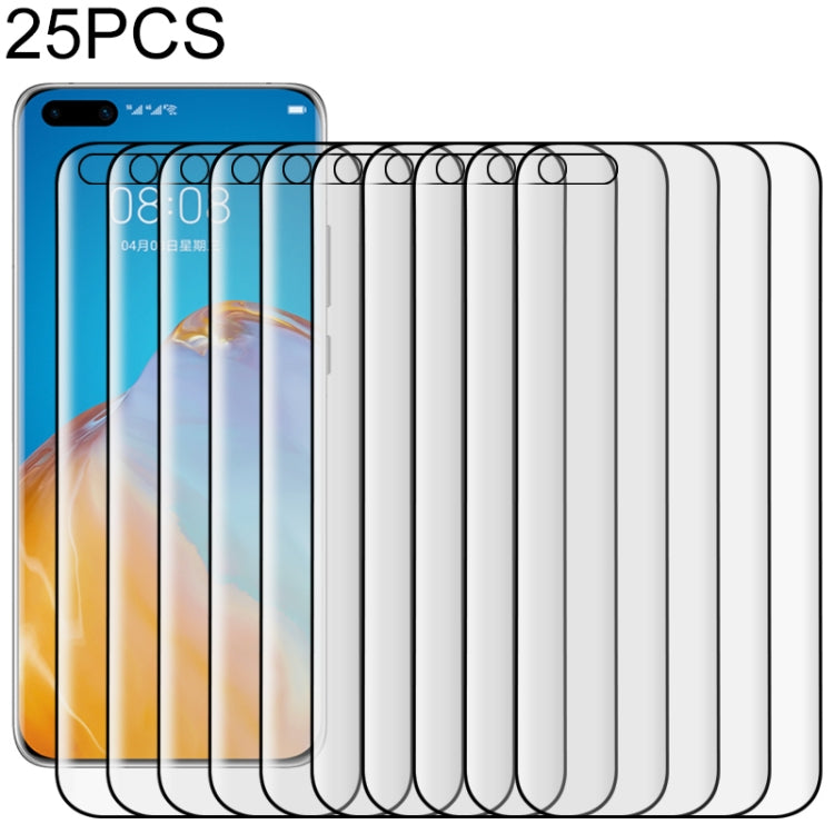 25 PCS For Huawei P40 Pro 9H HD 3D Curved Edge Tempered Glass Film (Transparent), For Huawei P40 Pro(Black)(25 PCS)